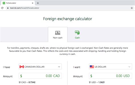 td bank exchange rates